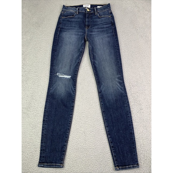 Frame Denim Denim - FRAME Jeans Womens Size 27 Waist 26 Le High Skinny Stretch Factory Distressed